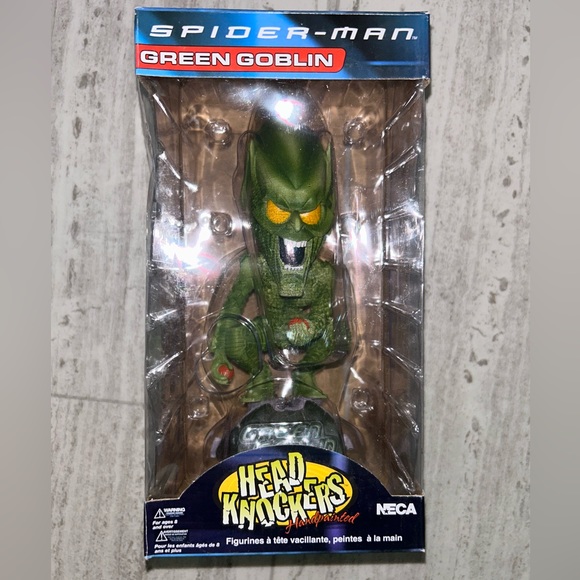 2002 Marvel SPIDER-MAN & GREEN GOBLIN Head Knockers Bobble Head Set - Picture 2 of 3